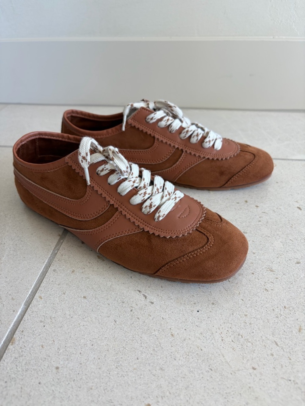 Women's Brown Suede Lace-Up Sneakers